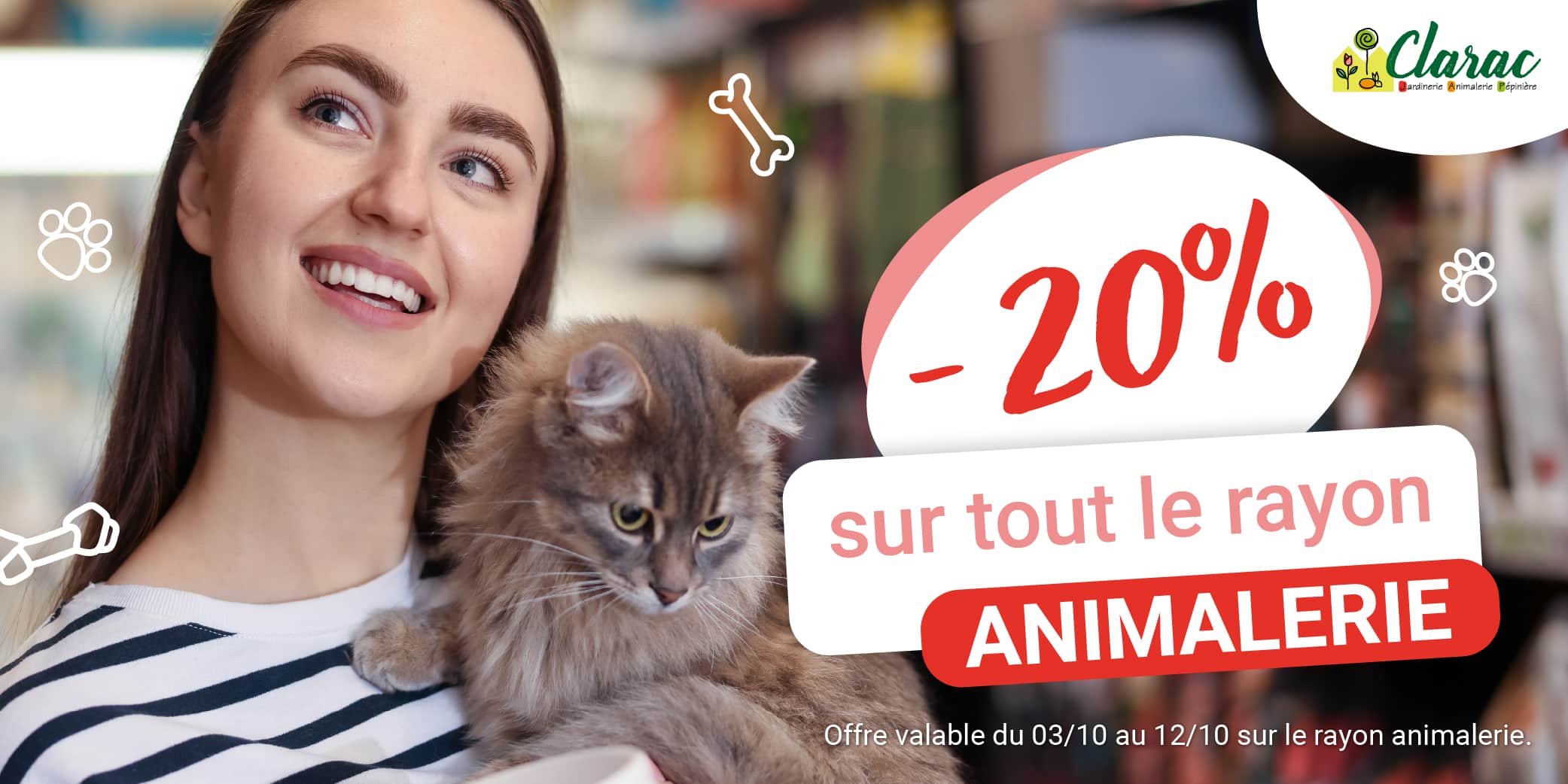 Promotion animalerie Clarac – offre -20% sur produits pour animaux
